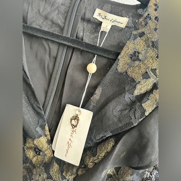 ๐ For Love and Lemons ๐ Black and Gold Size S Cocktail Dress NWT - Picture 5 of 9
